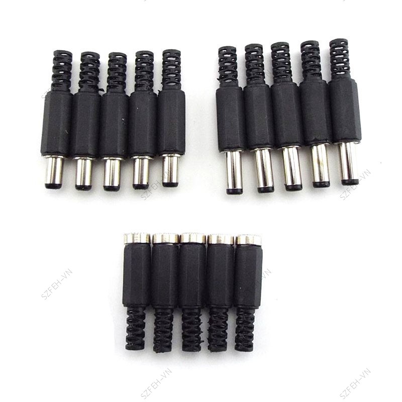 5pcs 5525 Terminal DC หญิงชายแจ็ค 5.5x2.5 มม.ซ็อกเก็ตปลั๊กตัวเชื่อมต่ออะแดปเตอร์ชายลวด F4TH