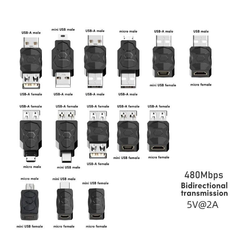 อะแดปเตอร์แปลง Micro Mini Male Female USB2.0 สําหรับคอมพิวเตอร์ แท็บเล็ต พีซี โทรศัพท์มือถือ