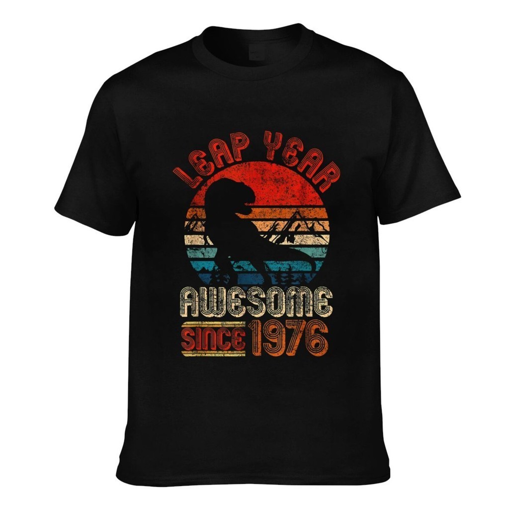 ผ้าฝ้ายแท้ 1976 ไดโนเสาร์ผู้ชายเสื้อยืดลําลอง