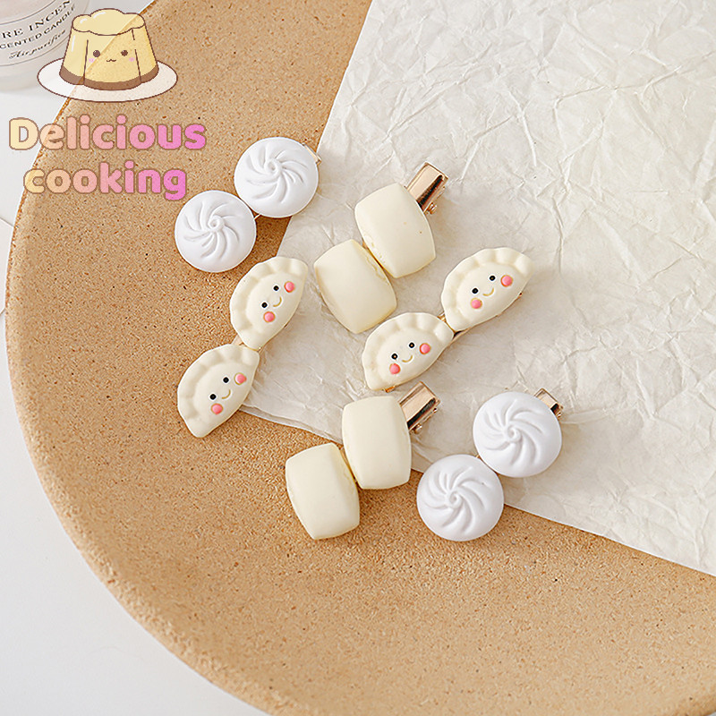 [ทําอาหารแสนอร่อย] ขนมปังอาหาร เกี๊ยว ซาลาเปานึ่งสําหรับผู้หญิงสาวเกาหลีด้านเล็ก BB กิ๊บน่ารักหวาน หมวก เครื่องประดับผม [ใหม่] - รูปที่ 4