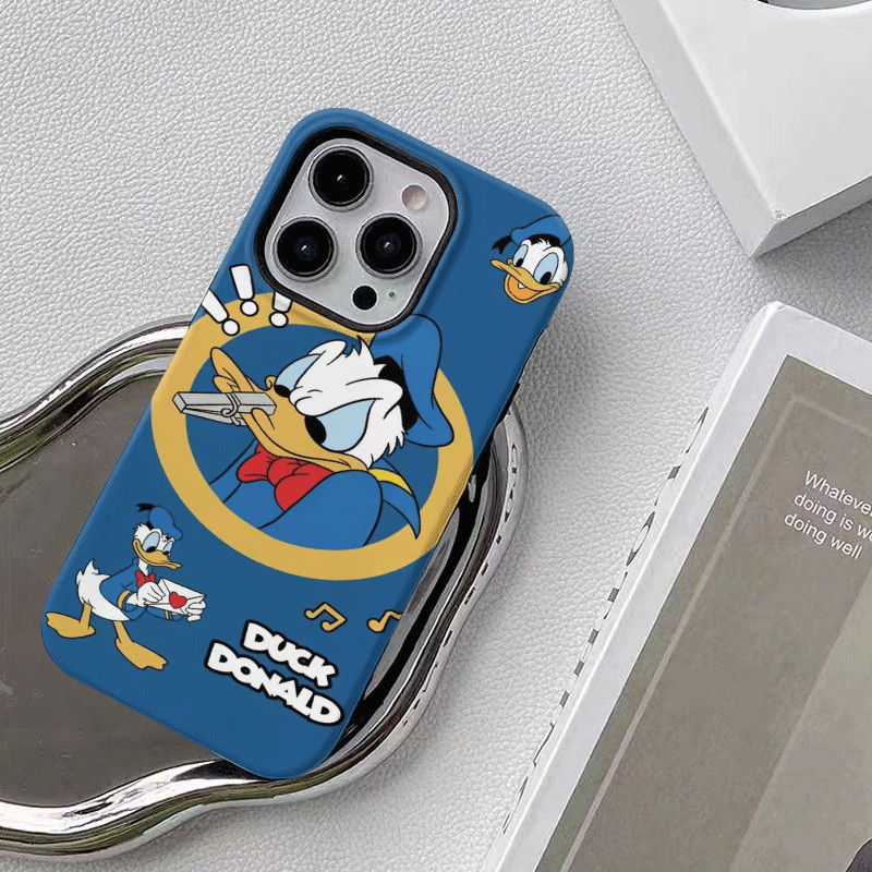 เคสโทรศัพท์มือถือ ลายการ์ตูนดิสนีย์ โดนัลด์ดั๊ก 2 ชั้น สําหรับ iPhone11 12 13 14 15 12Promax 13Promax 14Pro 14Promax X XS XR RL8R