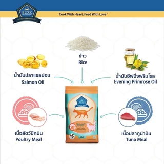 [ 1 kg. ] Buzz Balanced Plus+ อาหารเม็ดแมว บัซซ์ สูตรบำรุง สำหรับลูกแมวแม่แมว และแมวโต1ปีขึ้นไป ทุกสายพันธุ์ ขนาด 1 Kg.