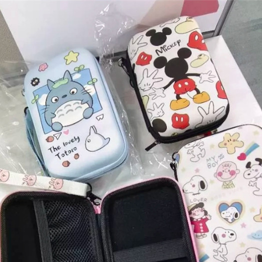 กระเป๋าจัดเก็บอุปกรณ์ดิจิทัล สายชาร์จ สายหูฟัง USB มีซิป ลายมิกกี้เมาส์น่ารัก แบบพกพา อุปกรณ์เสริม