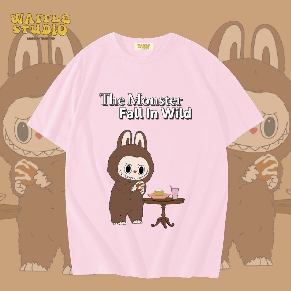 WS0183 เสื้อยืดโอเวอร์ไซส์ เสื้อยืดเกาหลี ผ้าคอตตอน100% เสื้อยืด Labubu ลาบูบู้   WAFFLE STS-5XL