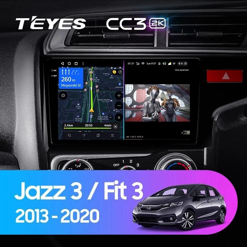 Teyes CC3L CC3 2K เครื่องเล่นมัลติมีเดีย วิทยุ GPS นําทาง สเตอริโอ GPS Android 10 No 2din 2 din 3 GP GK 2013-2020 สําหรับ Honda Jazz 3 2015-2020