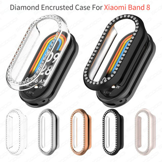 เคส PC Hard Edge Diamond Encrusted สําหรับ Xiaomi Mi Band 10 9 8 ฝาครอบป้องกันอัจฉริยะ