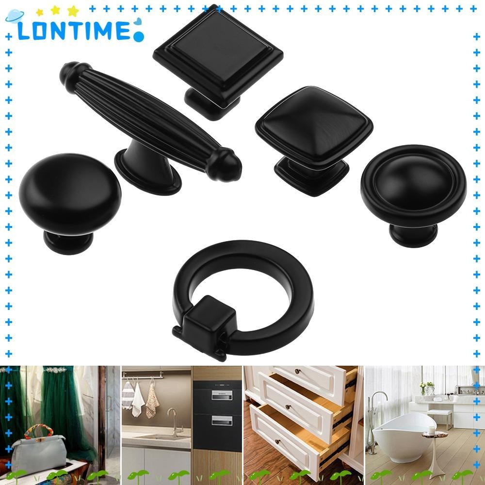 Lontime มือจับประตูตู้เสื้อผ้า เฟอร์นิเจอร์ สีดํา