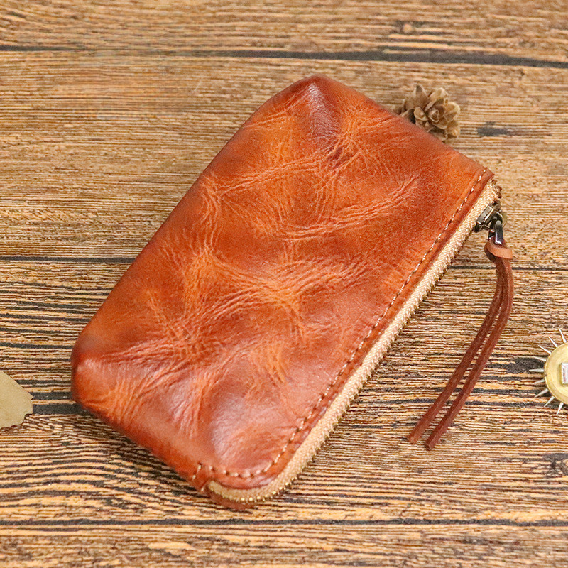 Caxill กระเป๋าใส่เหรียญ หนังวัวแท้ ใบยาว น้ําหนักเบา สไตล์วินเทจ 2024