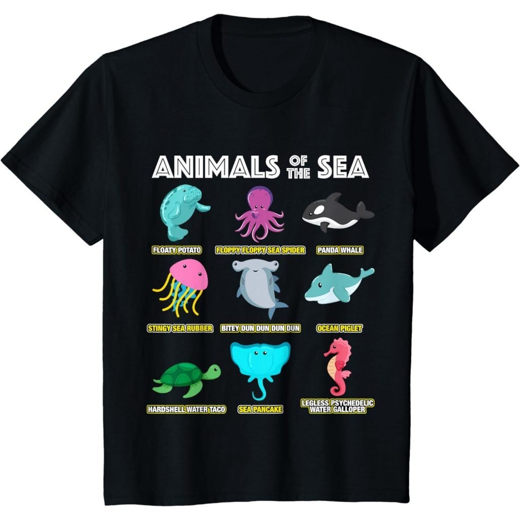 boy tshirt เสื้อยืด พิมพ์ลายสัตว์ทะเล ทะเลตลก Kaos Anak Distro พรีเมี่ยม