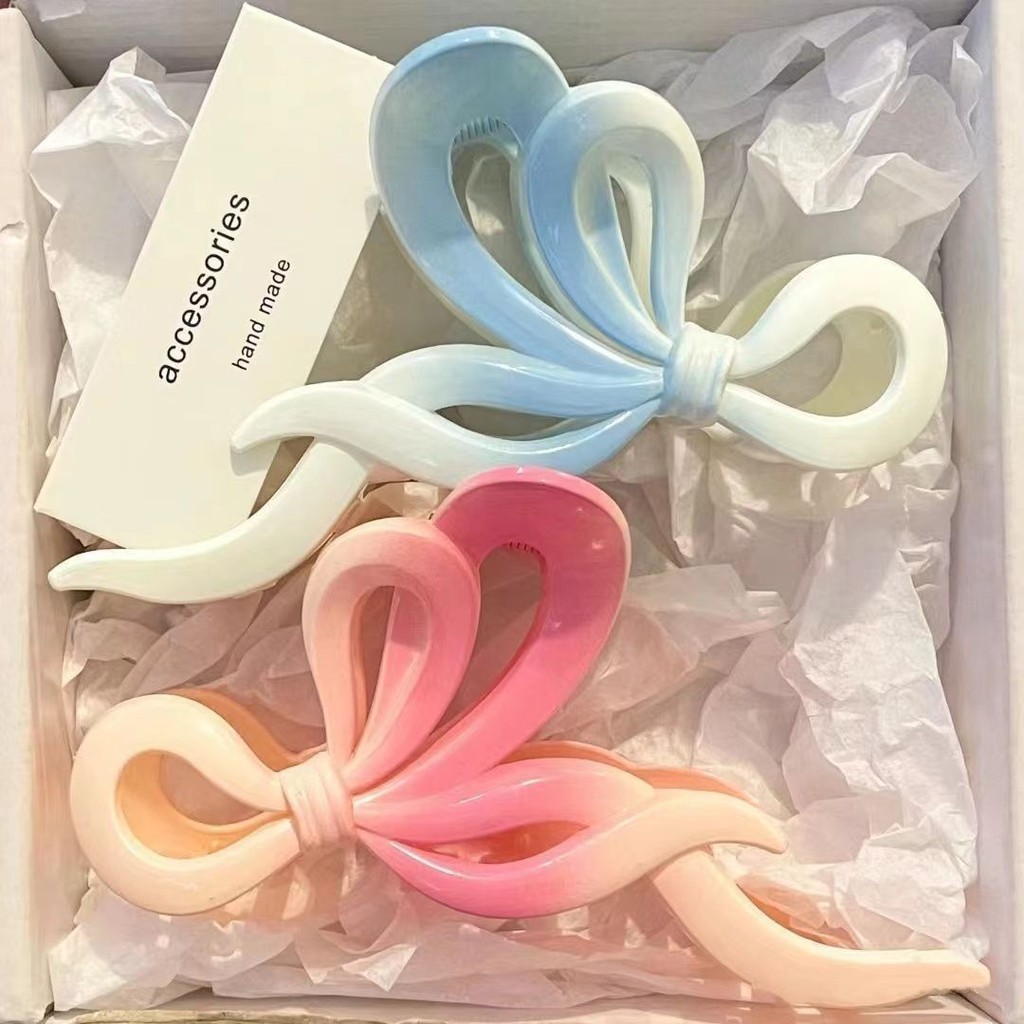 2024 สไตล ์ ใหม ่ ไล ่ ระดับสีโบว ์ Streamer คว ้ าคลิป Hollow หวาน Cool สาวคลิปผมขนาดเล ็ กสดคลิปฉลาม