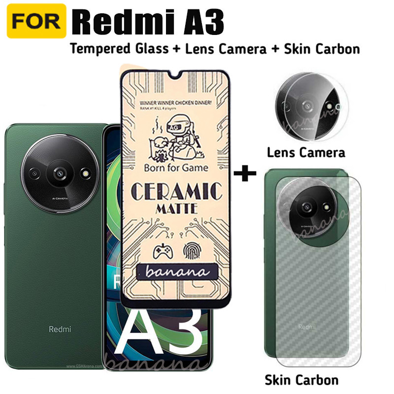 3 in 1 ฟิล์มกระจกนิรภัยกันรอยหน้าจอ เซรามิค ผิวด้าน กันรอยเลนส์กล้อง สําหรับ Redmi A3 RedmiA3 Redmi A 3 – โปรปัง