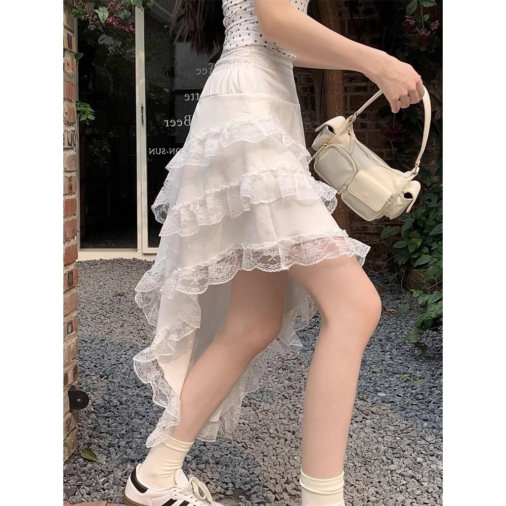 กระโปรงดีไซน ์ ไม ่ สม ่ ําเสมอลูกไม ้ อ ่ อนโยนของผู ้ หญิง