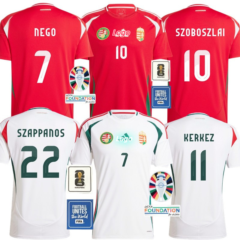 เสื้อกีฬาแขนสั้น ลายทีมชาติฟุตบอล Hungary Home 2024 สไตล์ยุโรป สําหรับผู้ชาย