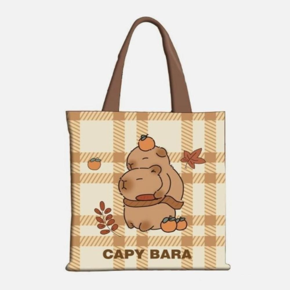 Tonfashion Tote Bag, กระเป๋า Capybara ที่ทนต่อการสึกหรอความจุขนาดใหญ่, กระเป๋านักเรียนผ้าใบ