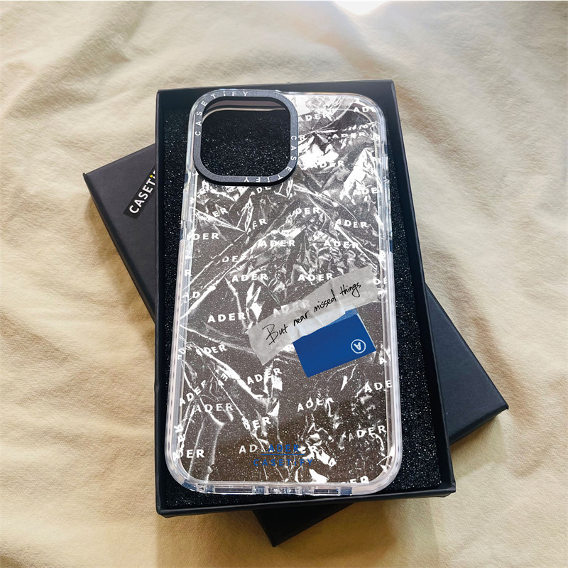 Casetify X Ader Plasitc สีอะคริลิคใสด ้ านหลัง TPU Edge Case Sideband ตัวอักษรเคสโทรศัพท ์ Impact Case สําหรับ Apple IPhone 12 13 14 15 Pro Max พร ้ อมกล ่ อง
