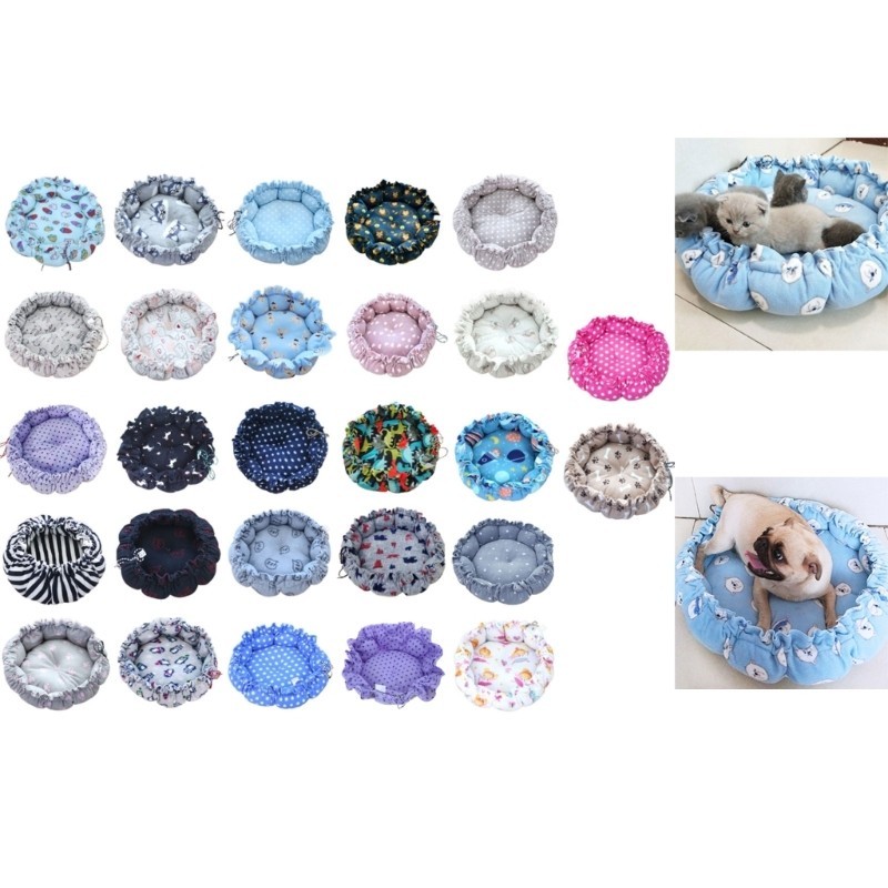 Orangesea Cat Round Bed Mat Drawstring Design Puppy Kennel Cat Mat Winter Warm Beds