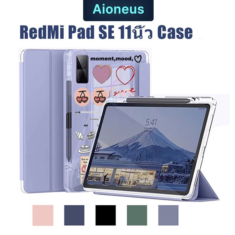 005.เคสฝาพับ ใช้สำหรับ xiaomi Pad Pro 12.1 redmi Pad SE 11 8.7 2024 มีช่องใส่ปากกา เคสหนัง เคสกันกระแทก Smart Case