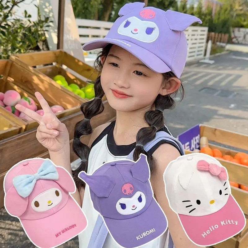 Sanrio Kuromi หมวกเบสบอลสําหรับเด ็ กการ ์ ตูน Cinnamoroll Melody Sun Visor หมวก Casquette ปรับ Sun หมวกเด ็ กเบสบอลหมวก