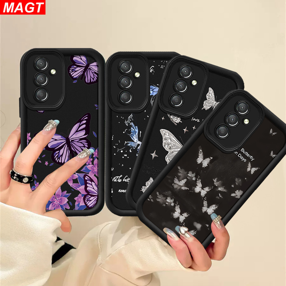Samsung A55 5G A54 A05S A05 A15 A14 A24 A13 A52 A04S A03S A04E A03 A10 A10S A11 A12 A20 A30 A20S M11 M12 A13 5G A02S แฟชั ่ นผีเสื ้ อเต ้ นรําออกแบบเคสโทรศัพท ์ MAGT