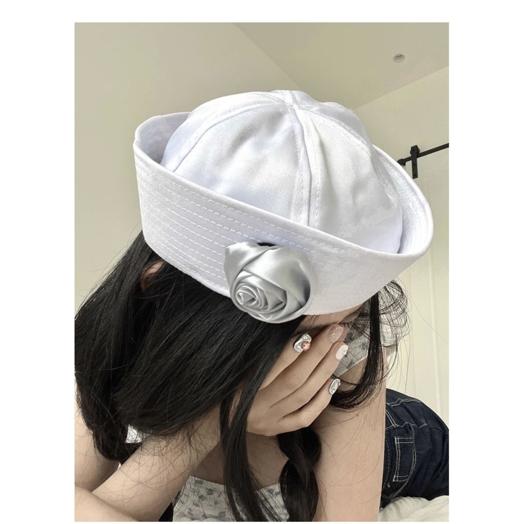 ญี ่ ปุ ่ นโบว ์ น ่ ารักหมวกกะลาสี Flip-Brimmed หมวกหญิง 2023 สไตล ์ ใหม ่ ฤดูร ้ อน Soft Top Retro All-Match Beret - รูปที่ 5