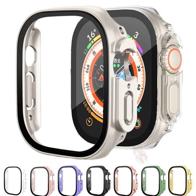 เคสกระจกนิรภัย กันชน สําหรับ Smart Watch Ultra 2 Ultra Series 9 8 7 6 SE 5 4 3 2 1 ขนาด 49 มม. 41 มม. 45 มม. 44 มม. 42 มม. 40 มม. 38 มม.