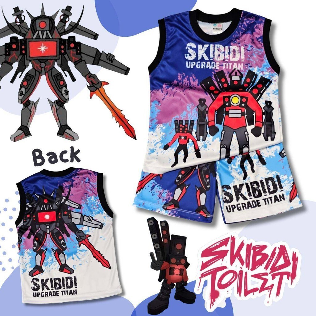 SKBD0945#5 ชุดเด็ก เสื้อกล้าม+กางเกงขาสั้น ผ้าไมโครเกรดA ลายการ์ตูนสกิบิดี้ เสื้อผ้าเด็ก ชุดเด็กแฟชั่น ชุดเด็กลายการ์ตูน