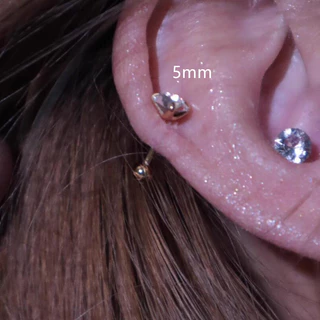 Roselife 1PC Unisex Classic Gold Ball คริสตัล Pierced สกรูต่างหูผู้หญิงผู้ชาย Hypoallergenic Ear Studs เครื่องประดับอุปกรณ์เสริม