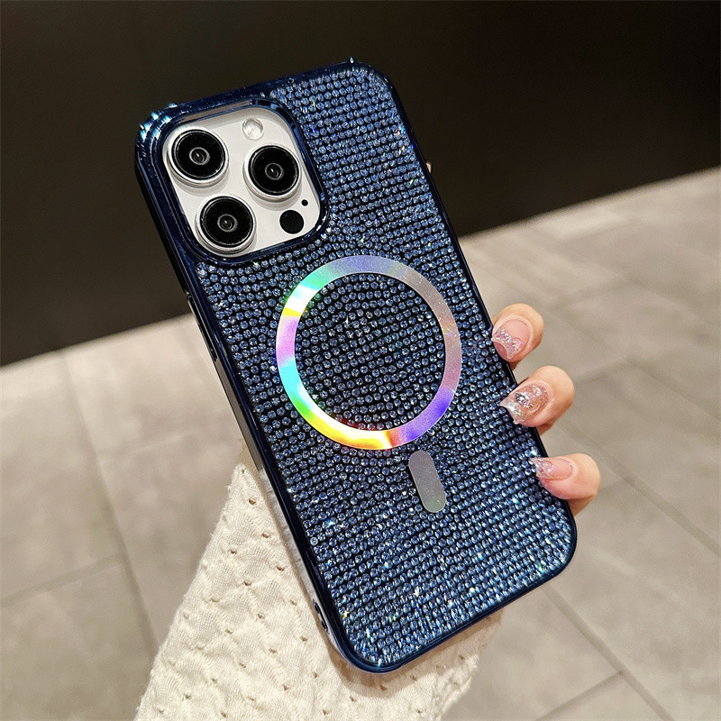 ใหม่หรูหราประกายเพชรแม่เหล็กที่แข็งแกร่งเคสโทรศัพท์เข้ากันได้สําหรับiphone15promax 14promax 13promax 12promax 15pro 14pro 13/12pro iphone11 กันกระแทกฝาหลังปลอก