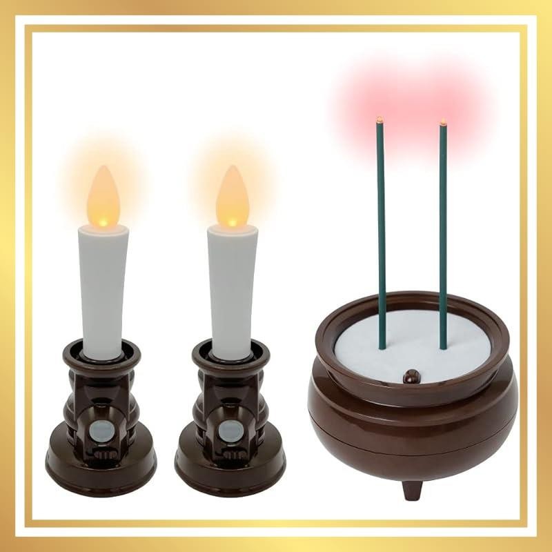 Fukushodo LED candles for Buddhist altars. Electric candles with automatic extinguishing function. Battery-powered. Buddhist altar LED candles. Religious items. Automatic extinguishing in 3 hours.