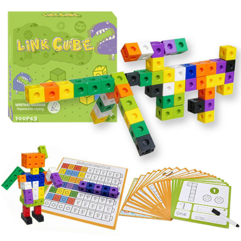 Link Cubes Building Blocks Montessori Counting Math Toys Children Activity Educational Set Math Game