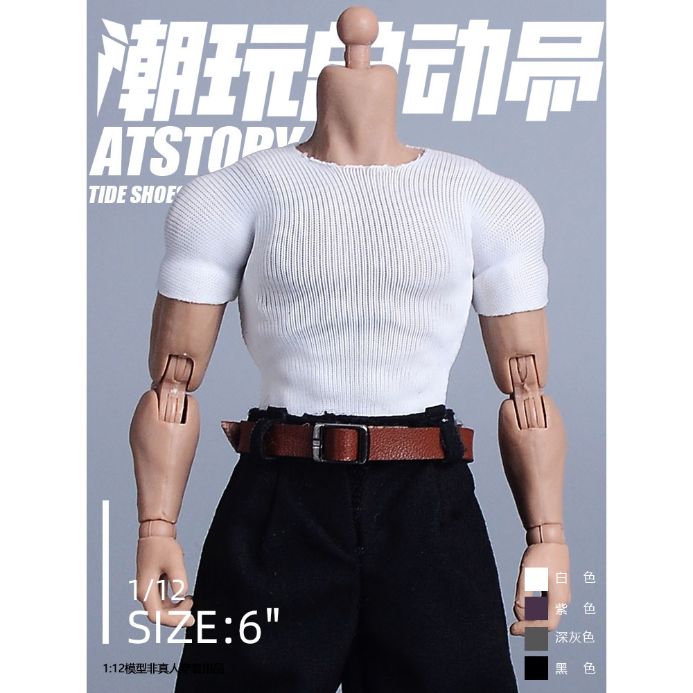 [Trendy Toy Story ] 1/12 เสื ้ อยืดแขนสั ้ นผอม 20 ซม . Romankey Muscle Body ทหารอินเทรนด ์ 06FS54