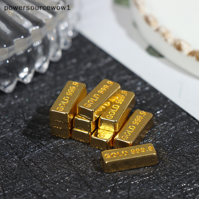 Wow 10 ชิ้น/เซ็ต 1:12 Dollhouse Miniature Gold Bars เหรียญตุ๊กตา House Decor ของเล่น TH