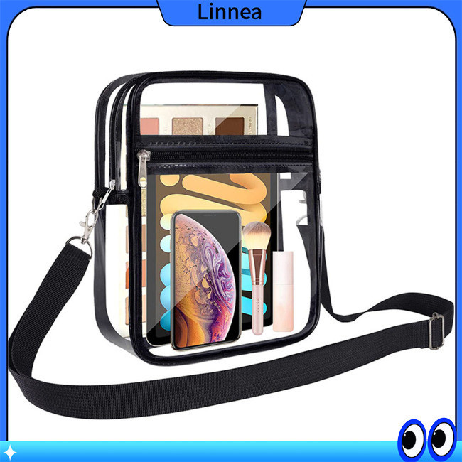 Lin Clear Purse Stadium Approved PVC กันน ้ ํากระเป ๋ าสะพายข ้ างแบบใสพร ้ อมสายสะพายปรับได ้