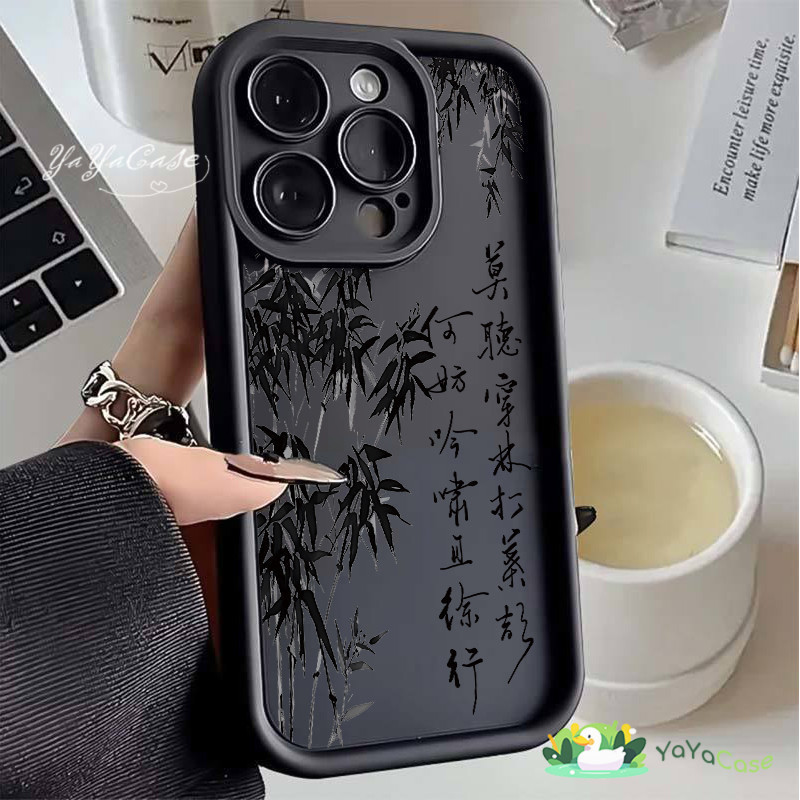 สำหรับ iPhone11 13 Case FOR เคสไอโฟน14 15 12 pro max 6 7 8 14 15 Plus X XR XS Max ไม้ไผ่ รุ่น สไตล์ ขั้นสูง TPU Soft เคส
