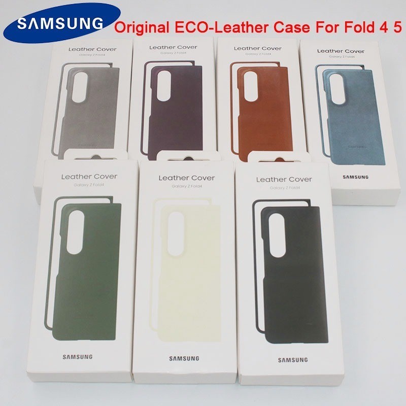Original Samsung ECO-Leahter Case ด ้ านหน ้ า + กลับของแท ้ หนังฝาครอบป ้ องกันสําหรับ Galaxy Z Fold 4 5