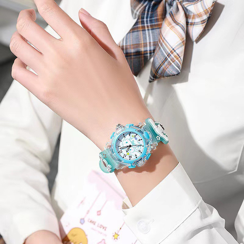 Sanrio 3D รูปแบบเด็กนาฬิกาข้อมือ Cinnamooro Hello Kitty นาฬิกาควอทซ์กันน้ํา Kuromi การ์ตูนคริสต์มาสสายนาฬิกาเด็กของขวัญ