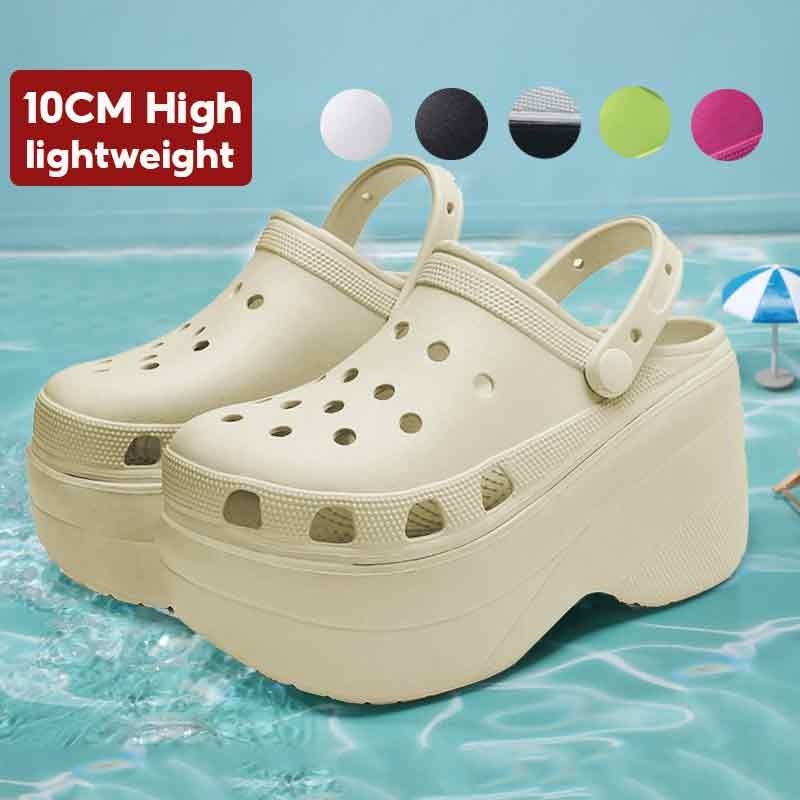 น้ําหนักเบายุโรปสไตล์ 10 ซม./สูง 4 นิ้ว Platform Clogs ยาง Chunky Sandals ผู้หญิง size35-42