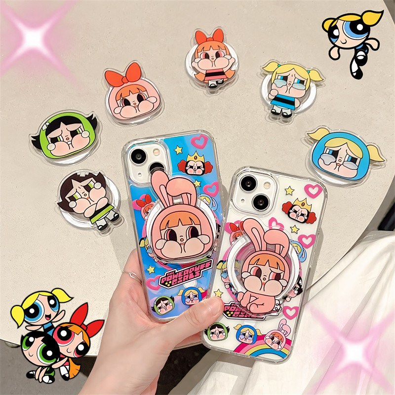 Iphone 15 Pro Max CRY BABY Powerpuff Girls Hard Magnetic Clear case แม่เหล็กโทรศัพท์ Grip Holder Stand สําหรับ iPhone 15 Pro 14 Pro Max 13 Pro Max 12 กันกระแทก iPhone 11 กรณี