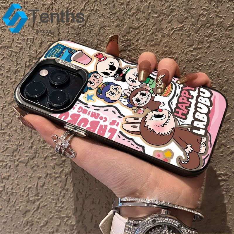 กรณีเงินสี for IPhone 8 7 Plus 16 11 15 14 13 12 Pro Max SE X XR Xs Max LABUBU ตุ๊กตาตลก เข้ากันได้กับ TPU ซอฟท์เคส