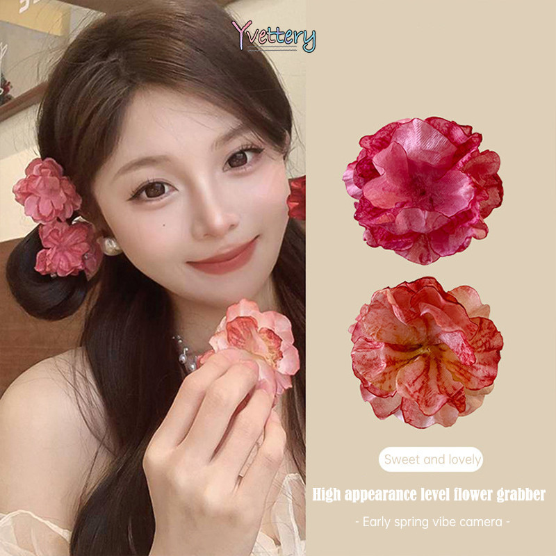 ร้านค้าไทย กิ๊บติดผมกุหลาบสไตล์ฝรั่งเศสย้อนยุคสีแดงขนาดเล็ก4.5ซมหน้าม้าข้างคลิปสไตล์เจ้าหญิงสําหรับผู้หญิง