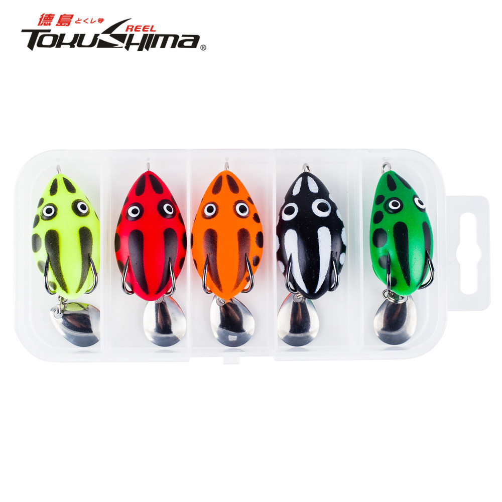 เหยื่อกบนุ่ม 4 ซม./5.6 กรัม 5 ชิ้น/กล่อง Mini Jump กบ 3D ตาลอยหล่อเหยื่อพลาสติก Snakehead Swimbait Topwater เลื่อมตกปลา Lure