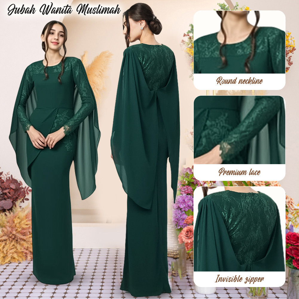 Evara Luxe baju Haji kurung 2024 viral klasik moden baju kurung Sulam ลูกไม ้ labuh baju kurung moden terbaru