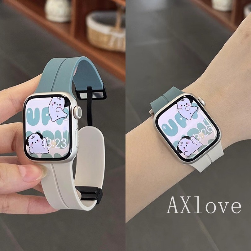สายซิลิโคนทูโทนเหมาะสําหรับสมาร์ทวอทช์ 46มม ชุด 10 9 พิเศษ 49มม 44มม.40มม.42มม.45มม.41มม.38มม.หัวเข็มขัดแม่เหล็กสําหรับ ฉันดู 8 7 6 5 4 3 2กีฬา คอร์เรีย สร้อยข้อ