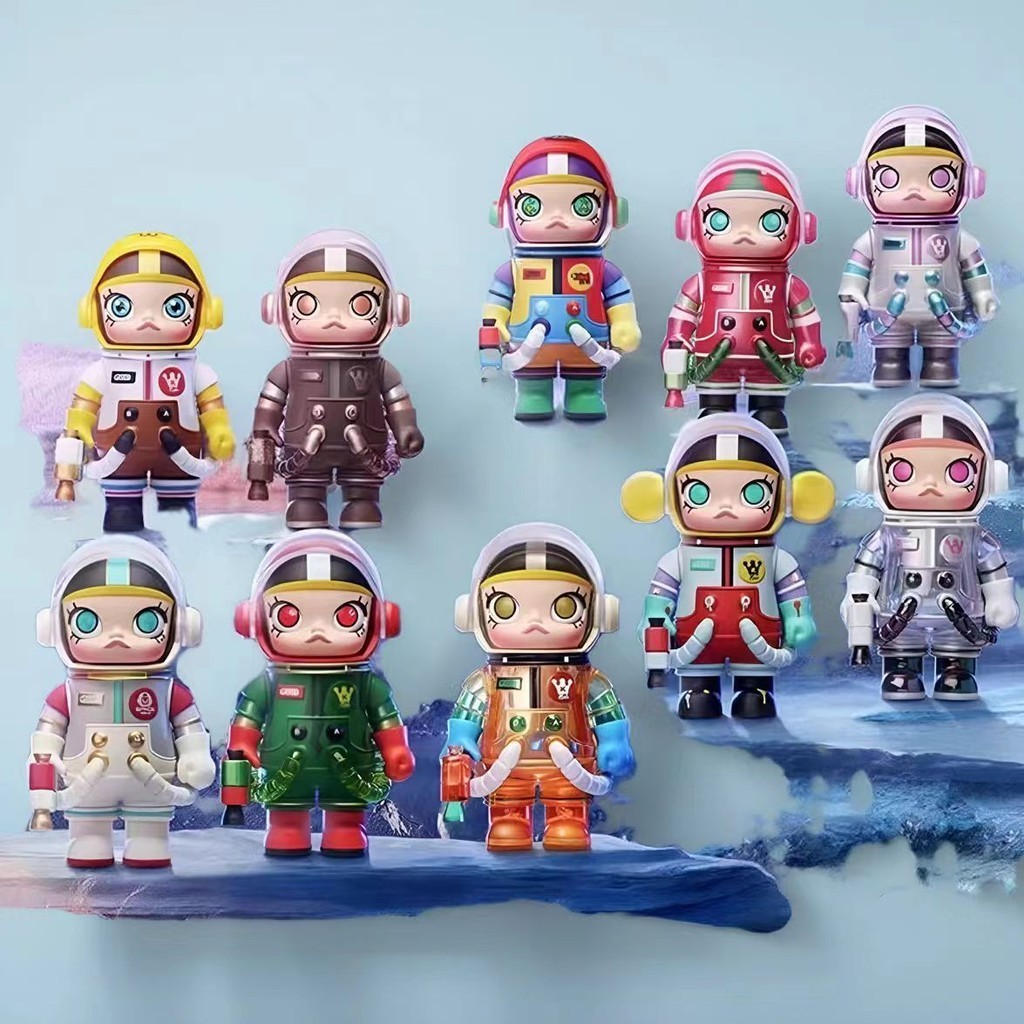 Popmart MEGA 100 % SPACE MOLLY ตุ ๊ กตาของเล ่ นของขวัญ Handmade กล ่ องตาบอด