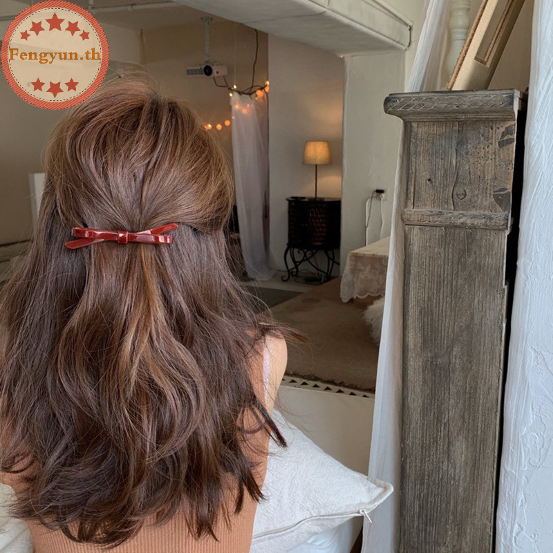 Fengyun แฟชั่น Advanced Sense ฤดูใบไม้ผลิคลิป Hairpin Headdress สําหรับผู้หญิงสาวหวาน Bowknot Bangs กิ๊บติดผมอุปกรณ์เสริมผมของขวัญ TH