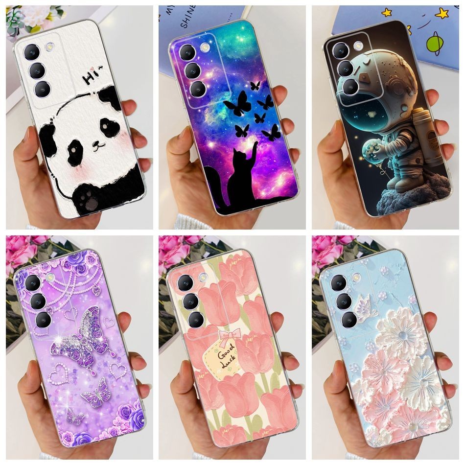 Vivo Y100 5G / Y100 4G / Y200e / Y100 (IDN) 2024 เคสโทรศัพท์ TPU แพนด้าน่ารักทาสีซิลิโคนอ่อนนุ่ม