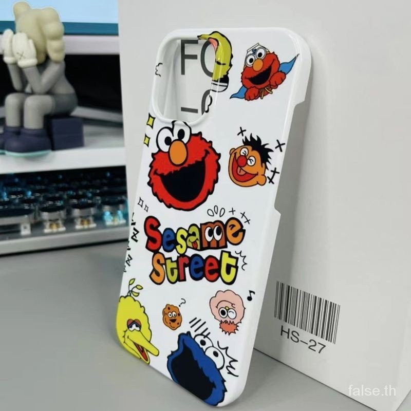 น่ารักการ์ตูน Happy Sesame Street เคสโทรศัพท์ iPhone เหมาะสําหรับ iPhone 13 14 Pro Max เคสซิลิโคน 15 Plus XR 8 Plus ป้องกันฝุ่น XR 7 Plus XS Max Anti-drop 12 Pro Max 11 เคสแข็งกันกระแทก