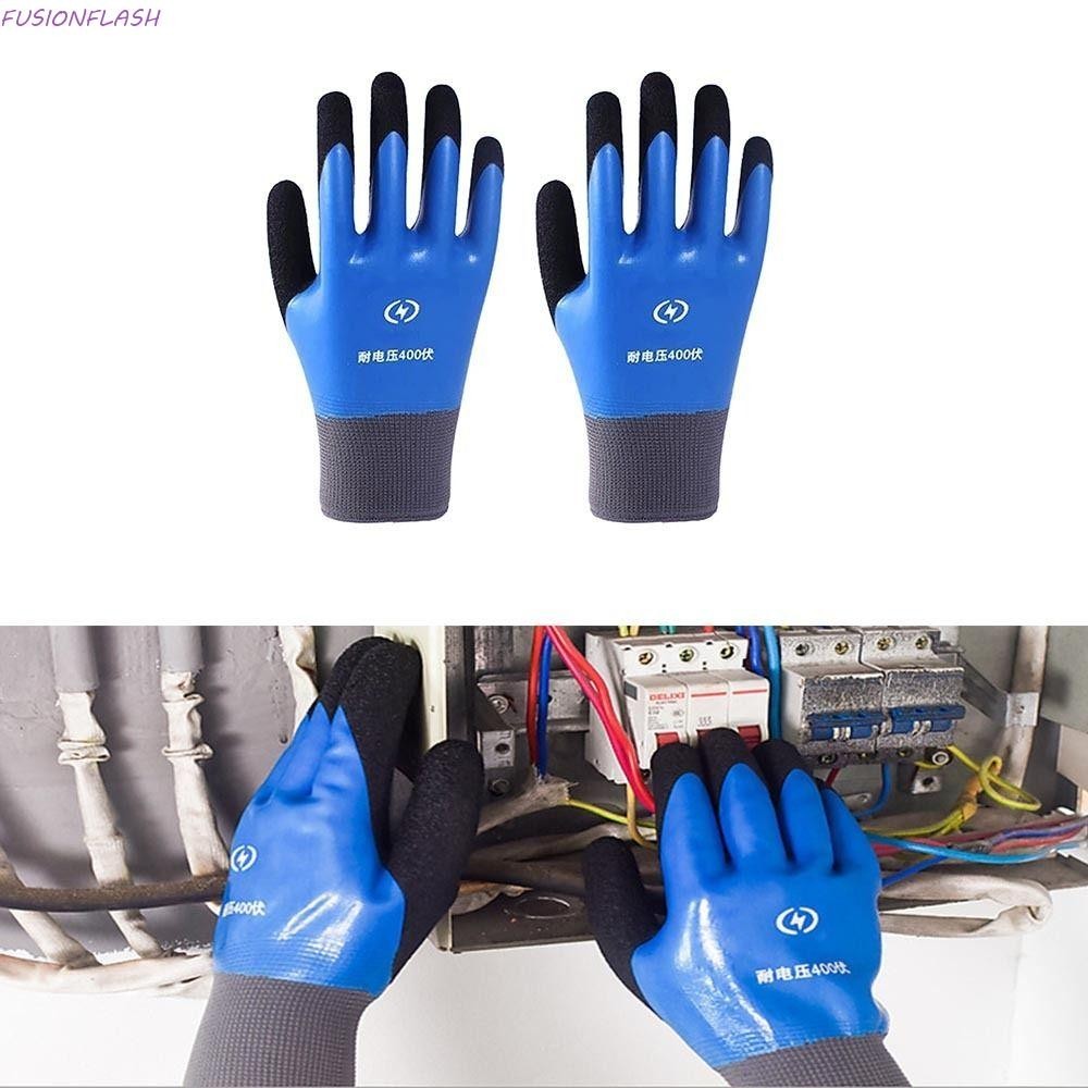 Fusionflash ถุงมือฉนวนไฟฟ้า, ยางป้องกันฉนวนถุงมือป้องกันไฟฟ้า, ความปลอดภัยที่ทนต่อการสึกหรอลื่น 400v ถุงมือป้องกันความปลอดภัยไฟฟ้า