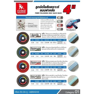 ลูกขัดใยสังเคราะห์ฝาหลัง 4" #180 สีเขียว #180 สีน้ำตาล งานเหล็ก #180 สีเทา งานผิวแข็ง #240 สีแดง งานสแตนเลส OIL8448