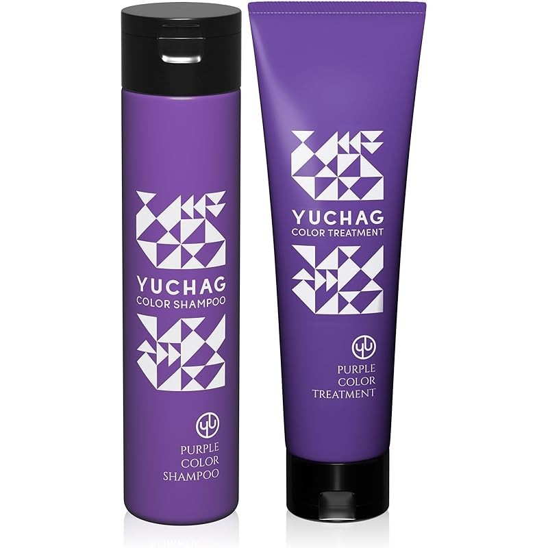 【Directly shipped from Japan】YUCHAG Color Shampoo, Purple Shampoo, MURASHAN Treatment Set, Yellowing Prevention, Hair Color Retention, 200mL/180g